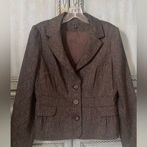 Semantiks Women's Dark Brown Jacket with Tiny Yellow, Red and Wheat Flecks